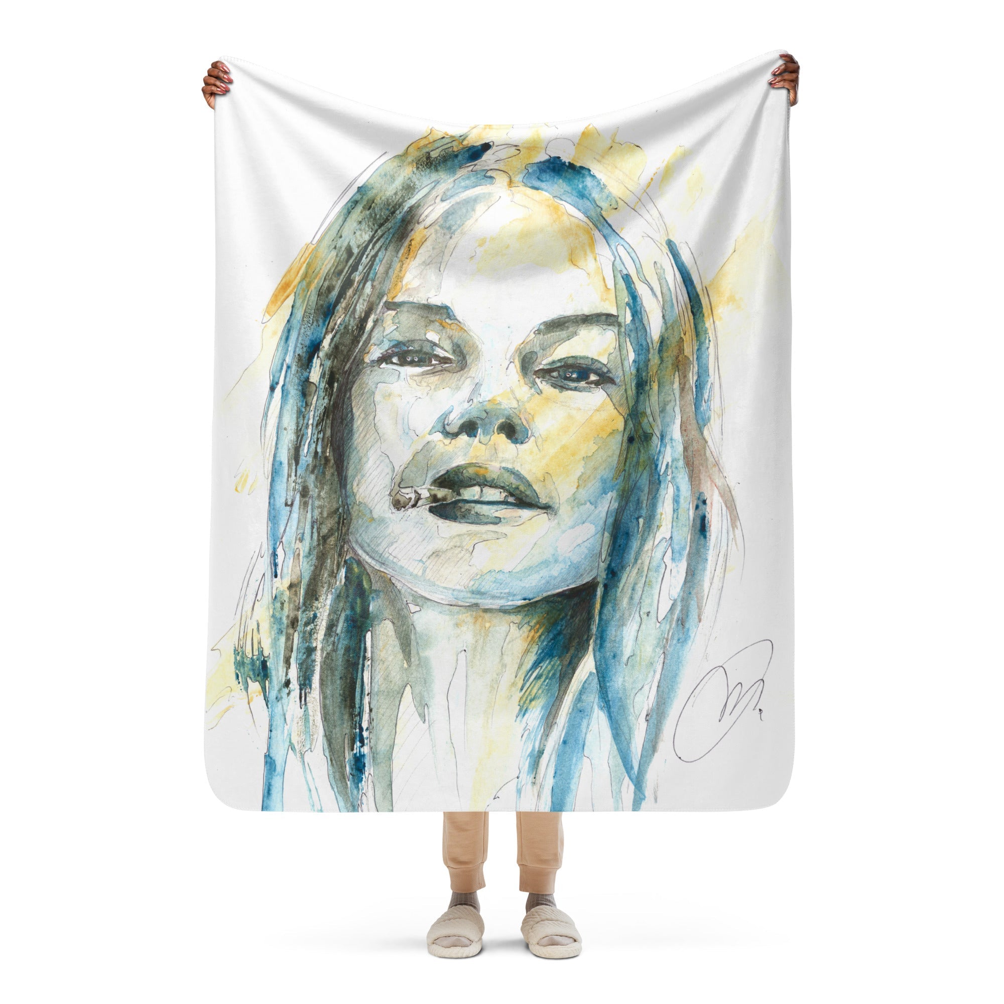 Marco Viozzi "The Face of Boredom" Sherpa Blanket